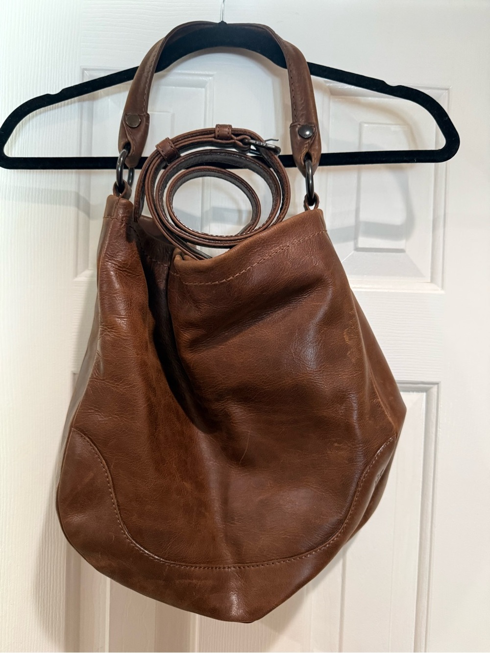 Frye Rich Brown Leather Hobo with Removable Strap